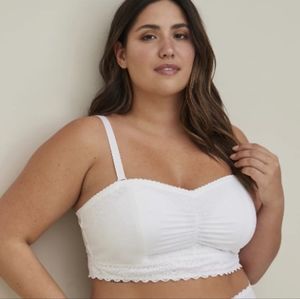 NWOT Torrid White Unlined Strech Lace Bandeau 4-way Straps 3x 3
